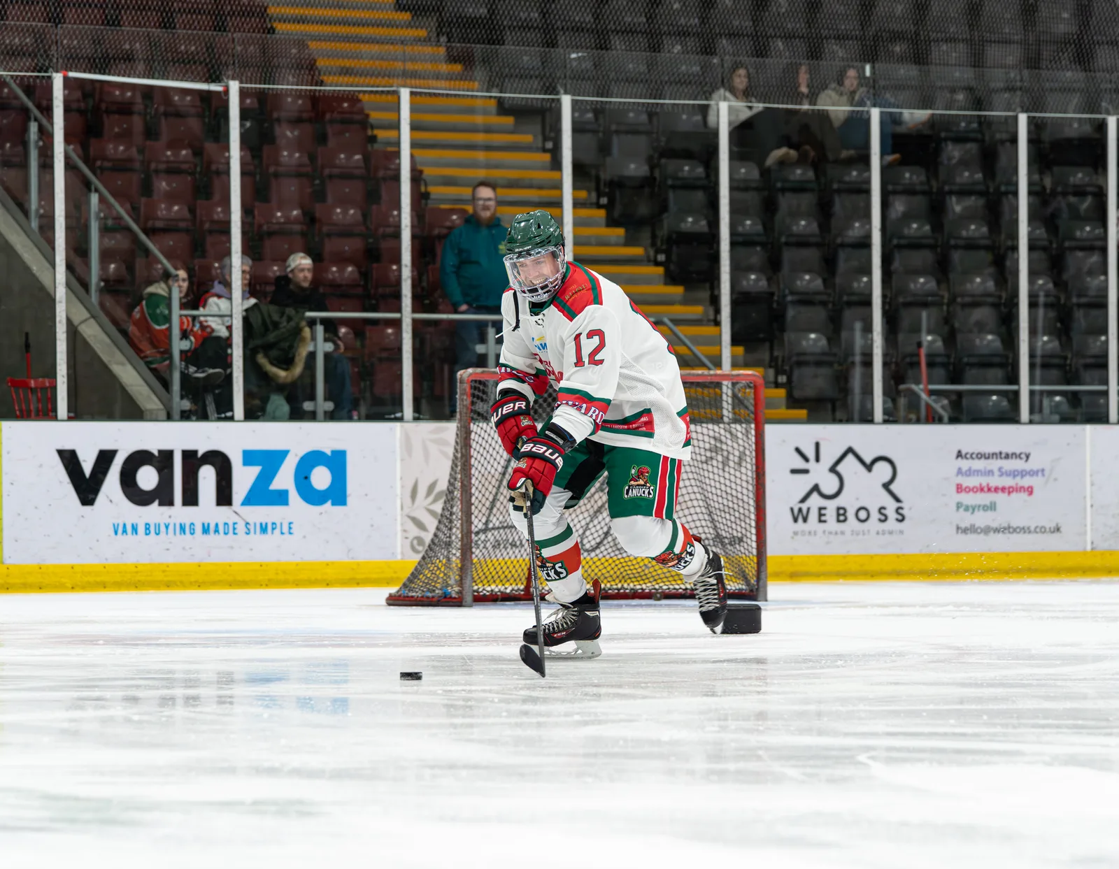 Stefan Joseph (#12) in puck-control action at the fan festival and skills showcase.