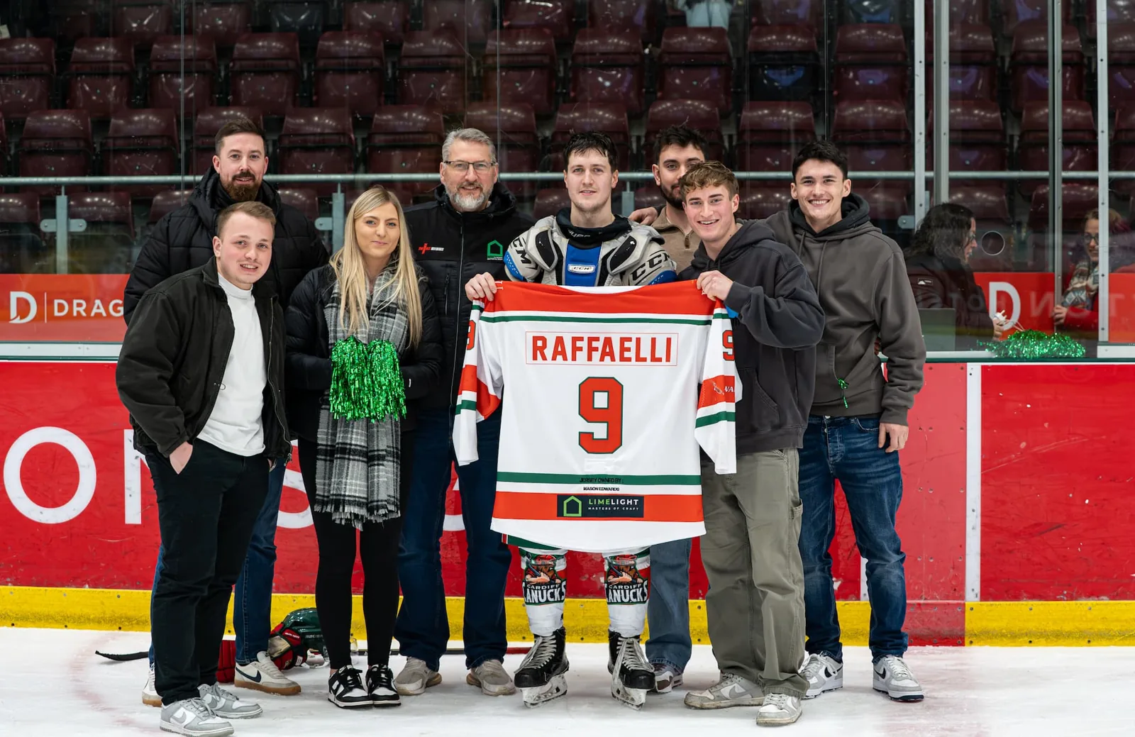 VIP guests joining Canucks players on the ice